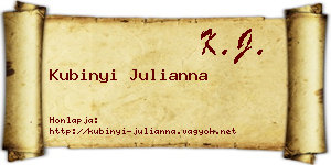 Kubinyi Julianna névjegykártya